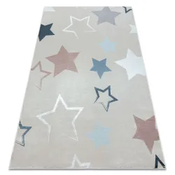 Tappeto lavabile BAMBINO 48130 Stelle per bambini antiscivolo - beige / grigio