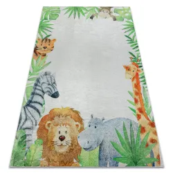 Tappeto lavabile BAMBINO 54090 Animali, Africa per bambini antiscivolo - bianca / verde