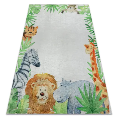 Tappeto BAMBINO 54090 antiscivolo bianco e verde, ideale per la stanza dei bambini