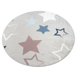 Tappeto lavabile BAMBINO 48130 cerchio Stelle per bambini antiscivolo - beige / grigio