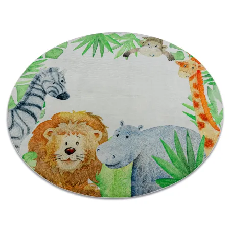 Tappeto lavabile BAMBINO 54090 cerchio bianco e verde, antiscivolo per bambini