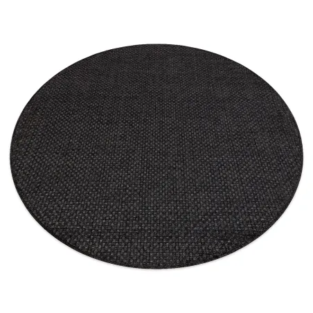 Tappeto rotondo TIMO 0000 in sisal nero, adatto per esterni