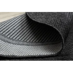 Tappeto rotondo in sisal nero, perfetto per aree relax in giardino