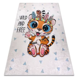 Tappeto lavabile BAMBINO 1960 Tigre, indiano per bambini antiscivolo - bianco - PRODOTTO DI SECONDO GRADO