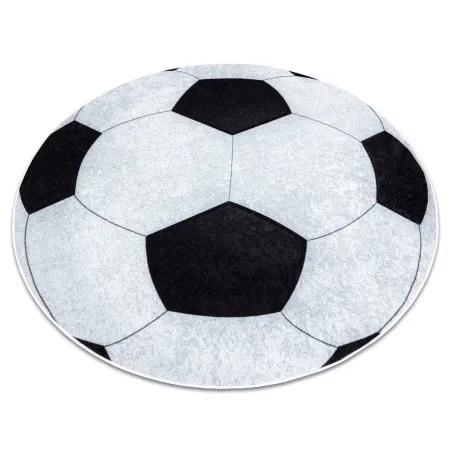 Tappeto lavabile a forma di calcio per bambini, antiscivolo nero e bianco
