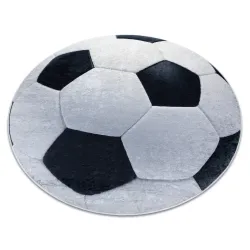Tappeto lavabile BAMBINO 2139 cerchio - calcio per bambini antiscivolo - nero / bianca - PRODOTTO DI SECONDO GRADO
