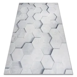 Tappeto lavabile ANDRE 1180 Favo di Miele, cubo 3D antiscivolo - grigio - 2° SCELTA