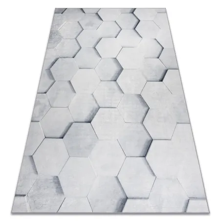 Tappeto lavabile ANDRE 1180 Favo di Miele, cubo 3D antiscivolo - grigio - 2° SCELTA