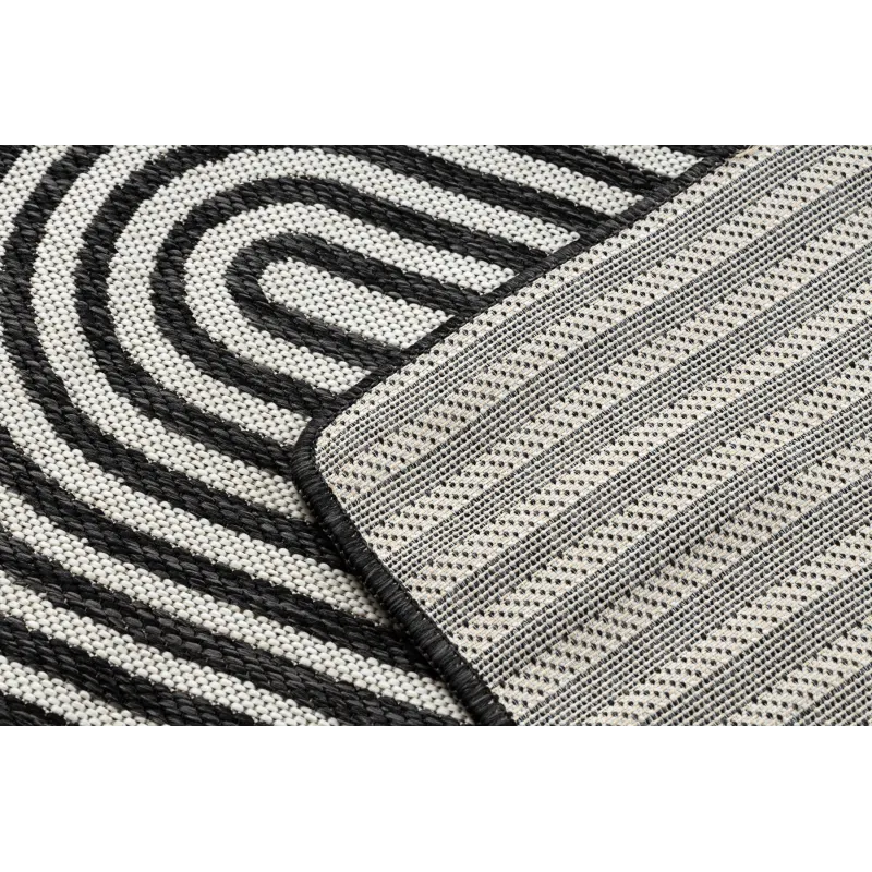 Dywan ORGANIC 2131 sizal Geometryczny ecru / czarny - naturalny, nowoczesny nieregularny kształt