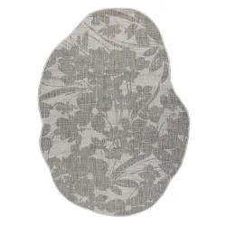 Tappeto ORGANIC 2735 Sisal Fiori Crema / Grigio - naturale, moderno forma irregolare