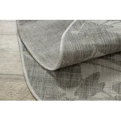 Dywan ORGANIC 2735 sizal Kwiaty ecru / szary - naturalny, nowoczesny nieregularny kształt