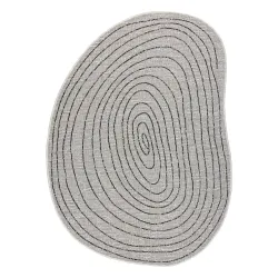 Tappeto ORGANIC 2743 Sisal Ceppo, Anello d'albero Crema / Nero - naturale, moderno forma irregolare