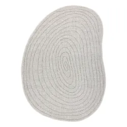 Tappeto ORGANIC 2743 Sisal Ceppo, Anello d'albero Crema / Grigio - naturale, moderno forma irregolare