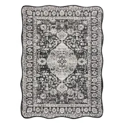 Tappeto ORGANIC 2762 Sisal Ornamento, cornice nero / crema - forma irregolare moderna