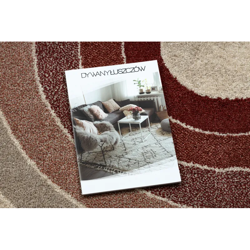 Dywan FUSION 0807 krem / bordo - Geometryczny, nowoczesny, abstrakcyjny