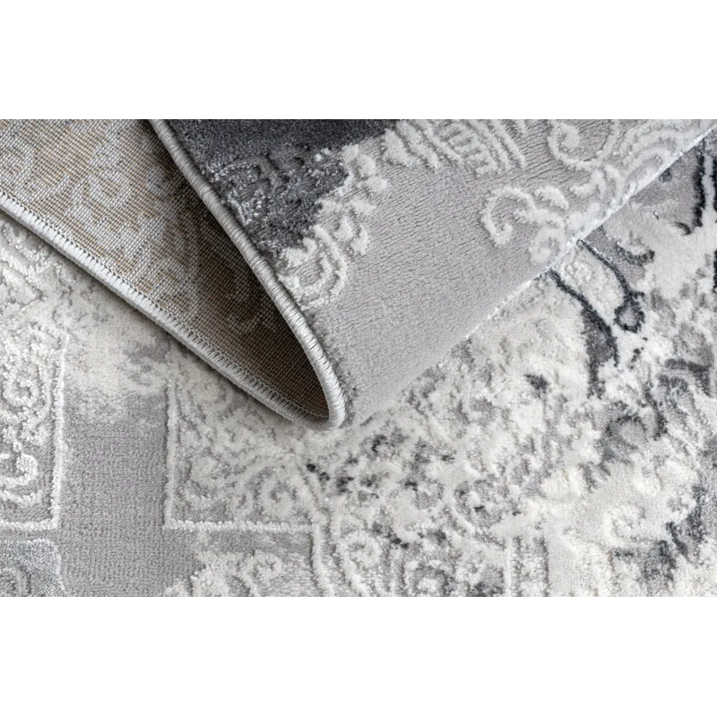 Dywan ALLURE 5715 Abstrakcja - Strukturalny, stylowy, glamour jasnoszary / biały