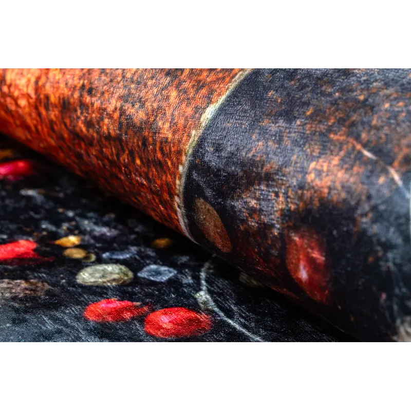 Dywan do prania ANDRE 9002 Łyżki, przyprawy do kuchni, antypoślizgowy - niebieski / terakota