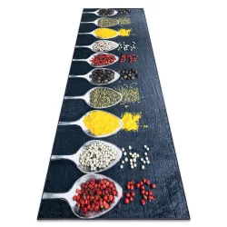 Tappeto lavabile ANDRE 42760 Cucchiai, spezie per la cucina, antiscivolo - grigio / verde