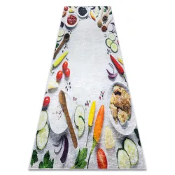 Tappeto lavabile ANDRE 33580 Spezie, verdure per la cucina, antiscivolo - argento / verde