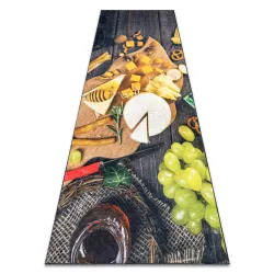 Tappeto lavabile ANDRE 9009 Snack per cucina antiscivolo - marrone / giallo