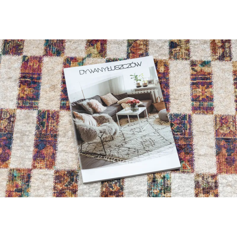 Dywan do prania ANDRE 43780 Geometryczny antypoślizgowy - beż / terakota