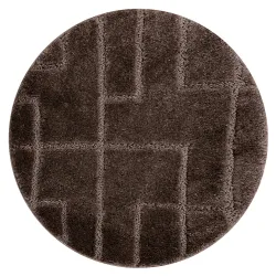 Tappeto da bagno SUPREME rotondo LINES righe, antiscivolo, morbido - marrone