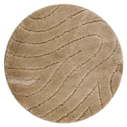 Tappeto da bagno SUPREME rotondo WAVES onde, antiscivolo, morbido - beige