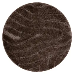 Tappeto da bagno SUPREME rotondo WAVES onde, antiscivolo, morbido - marrone
