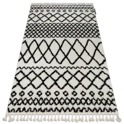 Tappeto PROMO BERBER SAFI N9040 bianco / nero Frange berbere stile marocchino shaggy