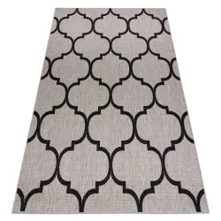 TAPPETO IN CORDA SISAL FLOORLUX 20608, trifoglio marocchino, graticcio Argento / Nero - 2. SCELTA