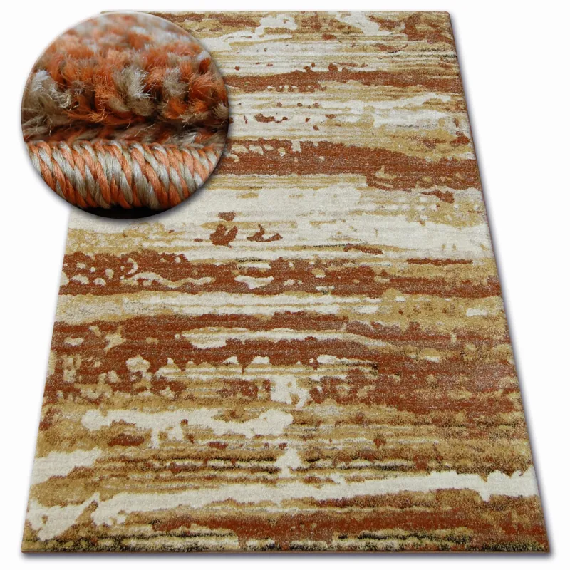 Tappeto SHADOW 9368 oro e ruggine, tappeto moderno per interni eleganti
