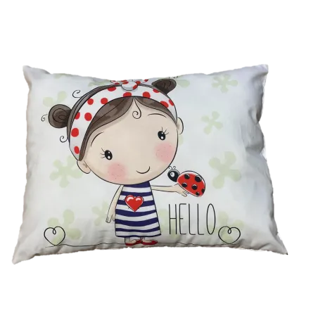 Cuscino Hello 40x40 cm, colorato e morbido, perfetto per la stanza dei bambini