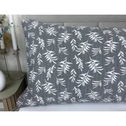 Federa per cuscino relax Crepe Foglie Grigie 50x150 cm