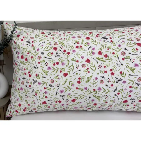 Federa in cotone con fiori viola 50x150 cm, perfetta per dormire di lato