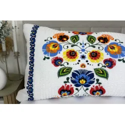 Federa Folklore Righe Blu – Crepe, 100% Cotone, 50x150 cm