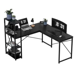 Leader 5.9 Scrivania Angolare con Ripiani 145 cm Nero