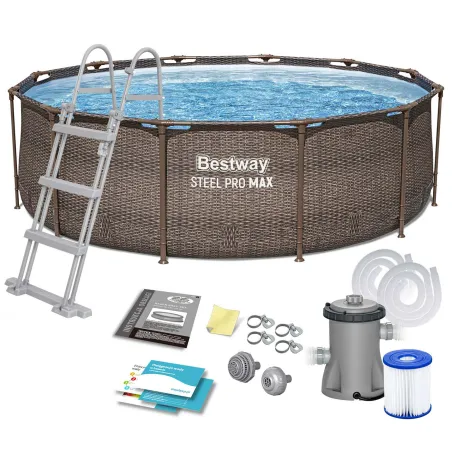 Piscina da giardino con struttura 366 x 100 cm set 10-in-1