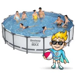 Piscina da giardino con telaio 549 x 122 cm 18in1, colore blu, perfetta per il relax