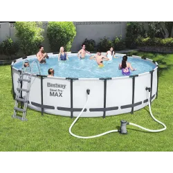 Piscina da giardino con telaio 549 x 122 cm 18in1, realizzata in materiale resistente