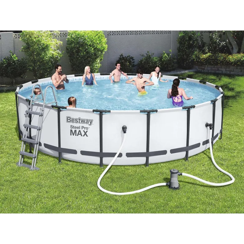 Piscina da giardino con telaio 549 x 122 cm 18in1, realizzata in materiale resistente