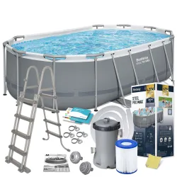 Piscina da giardino con struttura 427 x 250 x 100 cm 11in1 Bestway 56620