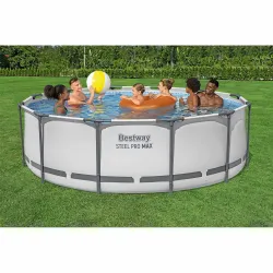 Piscina con telaio blu 366 x 100 cm, resistente e alla moda per il giardino