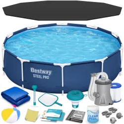 Piscina da giardino 305 x 76 cm 16-in-1, struttura resistente per il divertimento all'aperto