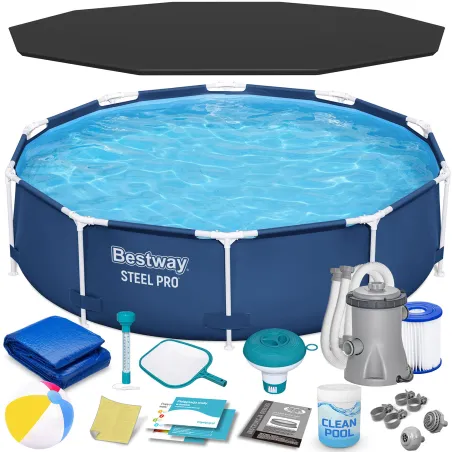 Piscina da giardino 305 x 76 cm 16-in-1, struttura resistente per il divertimento all'aperto