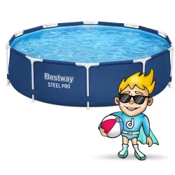 Piscina blu da giardino 305 x 76 cm, perfetta per le attività estive