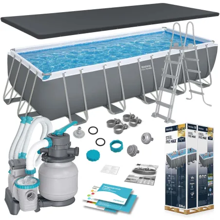 Piscina con telaio 640 x 274 x 132 cm, materiale PVC resistente per esterni
