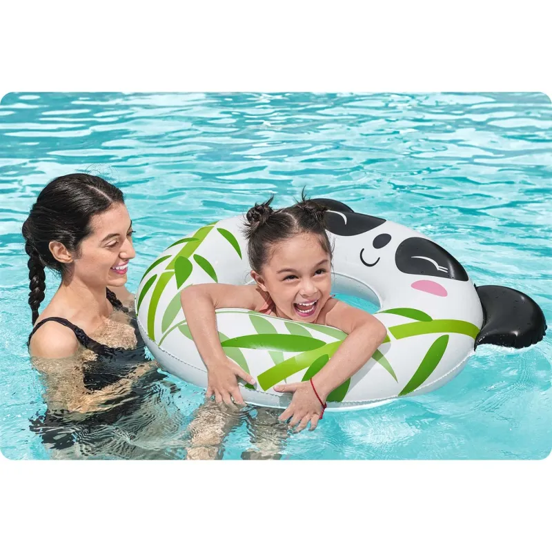 Ciambella da nuoto panda in bianco e nero, perfetta per giocare in acqua