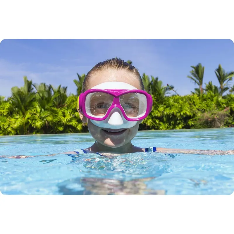 Maschera da nuoto, rosa-turchese, ideale per bambini in spiaggia