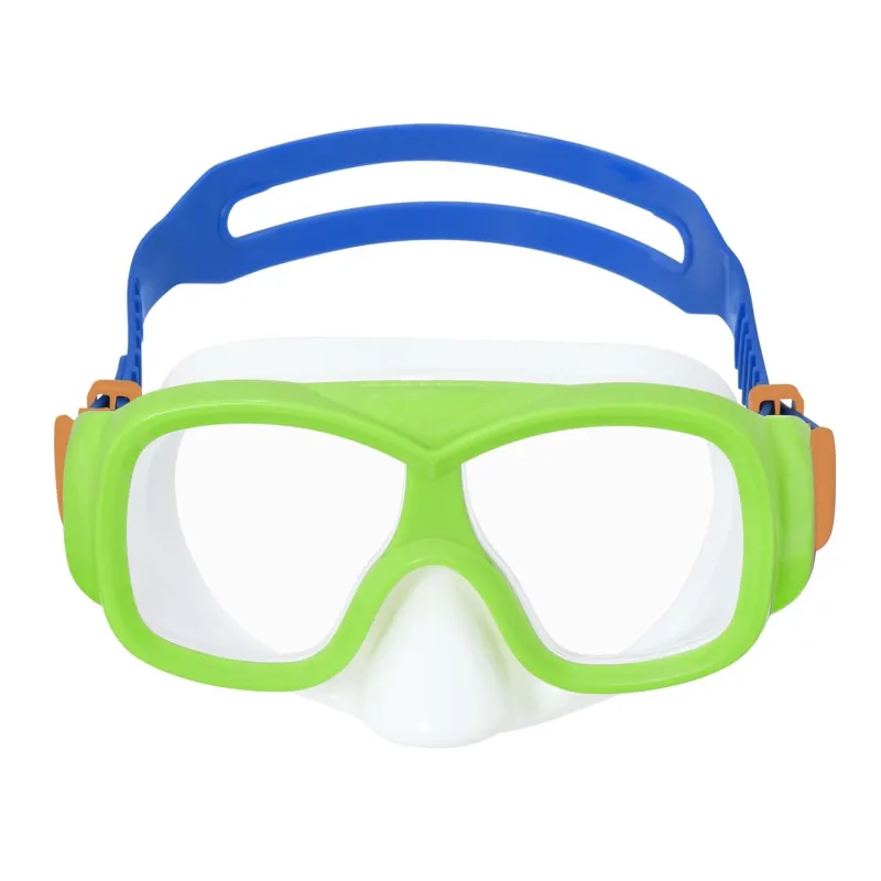 Maschera da nuoto di alta qualità con design verde-blu, ideale per i bambini