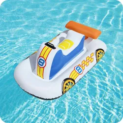 Ponton gonfiabile colorato a forma di auto da corsa, sicuro per i bambini durante il gioco in acqua
